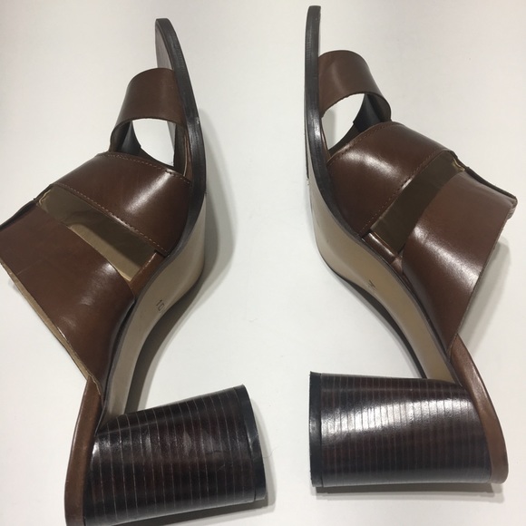 Enzo Angiolini Brown Leather Sandals with Heels 10 - Picture 6 of 8